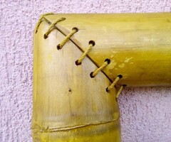 Egzotikus távolkeleti kézműves alkotás. Bambuszkeretes Irhabőr dombormű. Elefántos