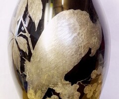 Antik Muránói ezüst festésű váza sassal, és virágos motívumokkal