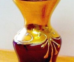 Antik kézműves aranyozott Bohemia váza, Csehországból