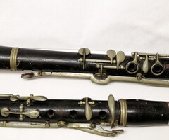 Régi grenadilla fából készült nagy méretű klarinét, Stowasser-Budapest jelzéssel