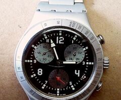 Swatch Irony Aluminium, sportos chronograph, Patented Water resistant, minőségi Svájci karóra