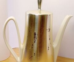 Antik artdeco kávés, teás, italos termosz porcelán betéttel Németországból