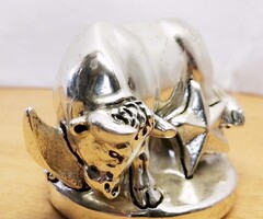Csillagromboló bika. Marcello Giorgio laminált ezüst kisplasztikája