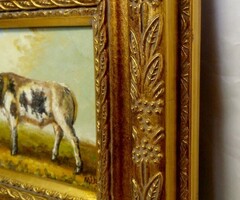 Portré a bocik királyáról modern realista stílusú festmény keretezve deszkán