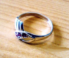 Ezüst női gyűrű, Pink köves apróság, Magyar 925-ös sterling ezüst